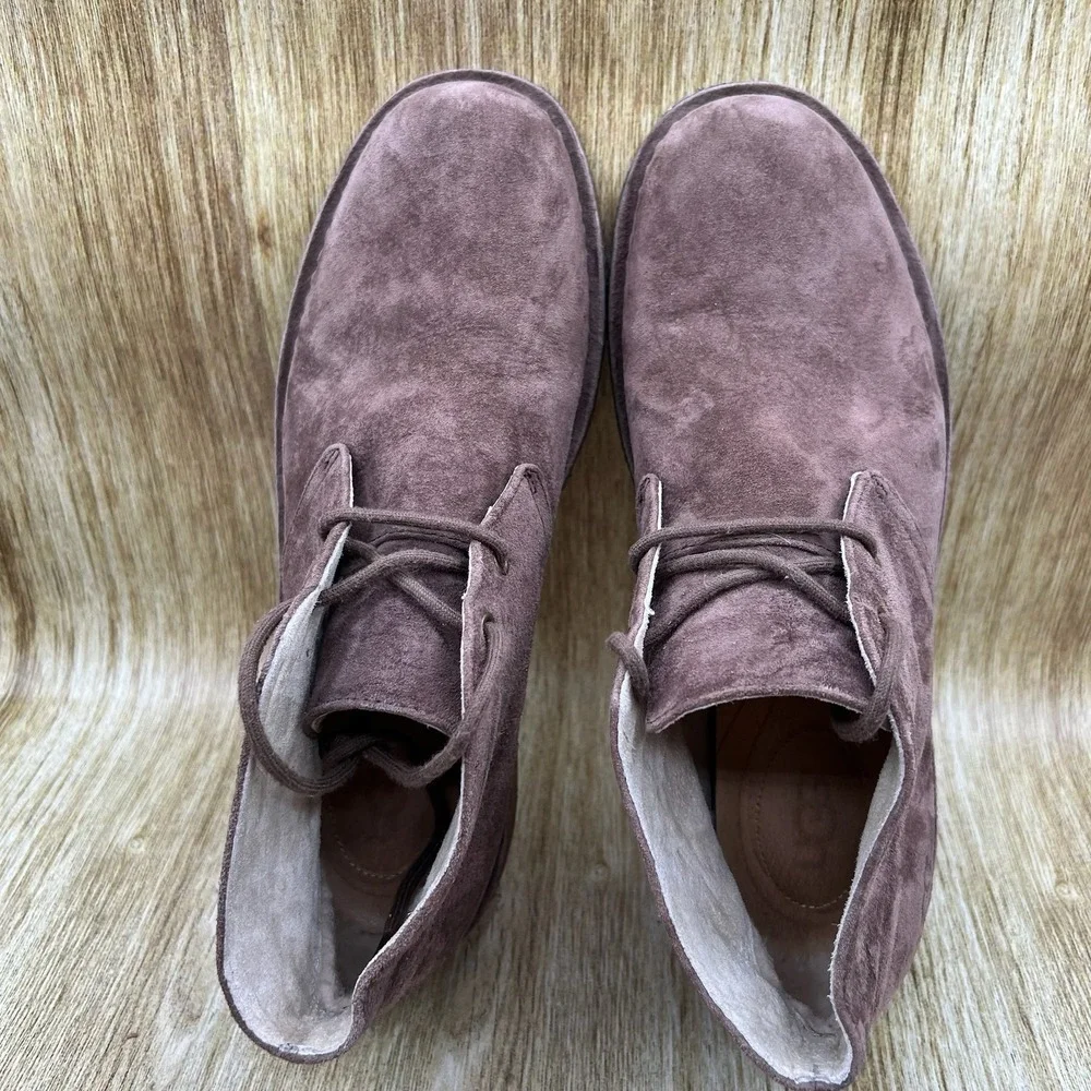 UGG Leighton Chukka Boots Men's Size 10 Brown Suede Sheepskin‎ Lined 1005487